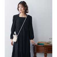 【結婚式・パーティー・オケージョンドレス】カットジャガード切り替えバックリボンデザインワンピースドレス 大きいサイズ Neina