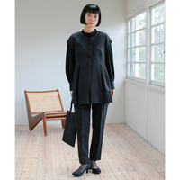 【喪服・礼服】洗える防しわタックデザインジレ3点セット（ジレ＋ブラウス＋テーパードパンツ） 大きいサイズ　Neina