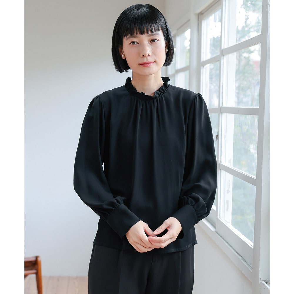 【喪服・礼服】洗える防しわタックデザインジレ3点セット(ジレ+ブラウス+テーパードパンツ) 大きいサイズ Neina24
