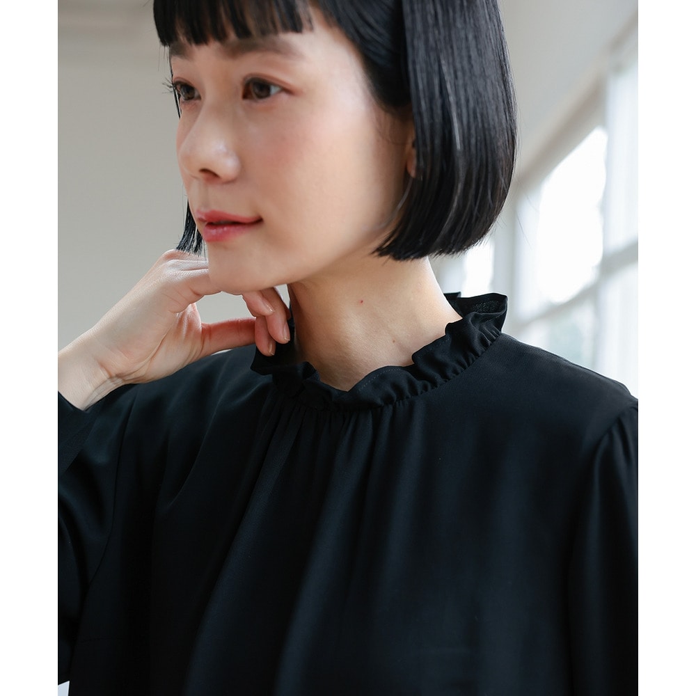 【喪服・礼服】洗える防しわタックデザインジレ3点セット(ジレ+ブラウス+テーパードパンツ) 大きいサイズ Neina25