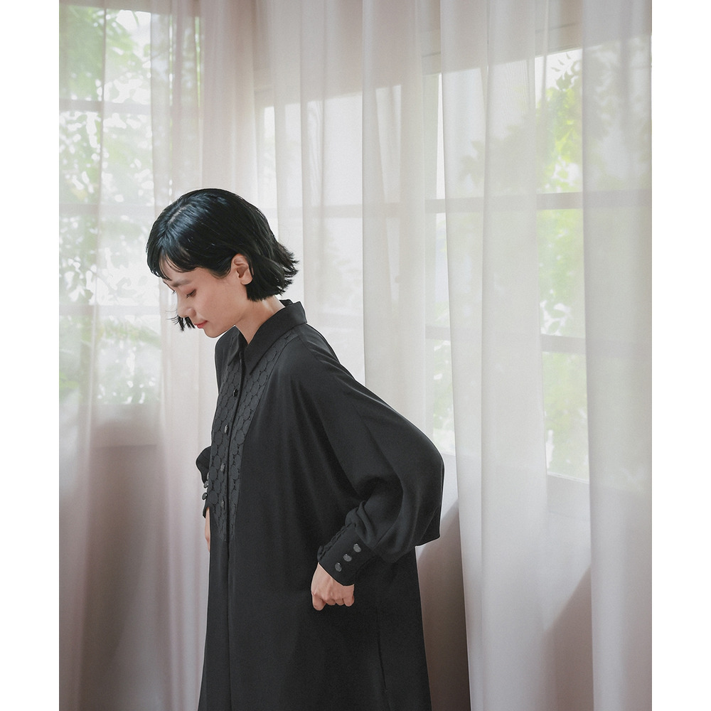 【喪服・礼服】洗える防しわ水玉レースドルマンスリーブワンピース(ペチコート付き) 大きいサイズ Neina12