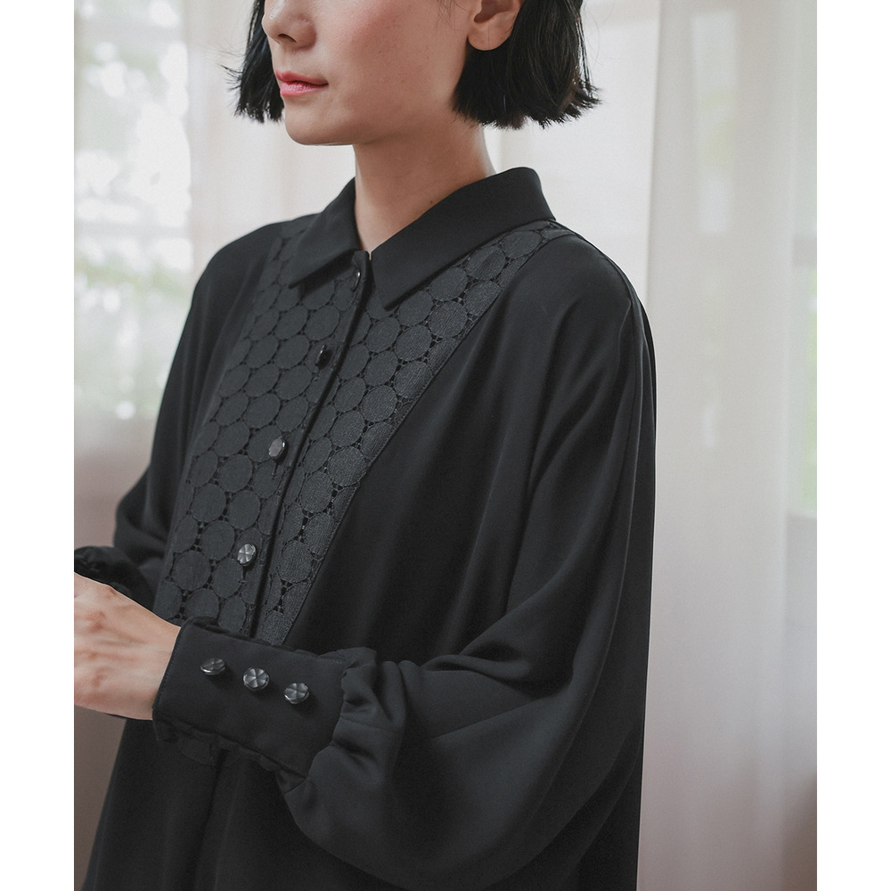 【喪服・礼服】洗える防しわ水玉レースドルマンスリーブワンピース(ペチコート付き) 大きいサイズ Neina17