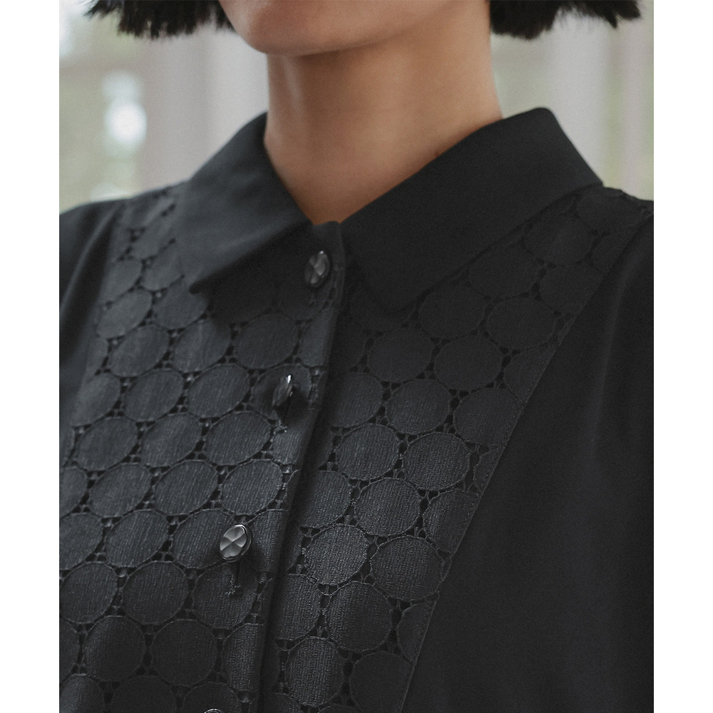 【喪服・礼服】洗える防しわ水玉レースドルマンスリーブワンピース(ペチコート付き) 大きいサイズ Neina26