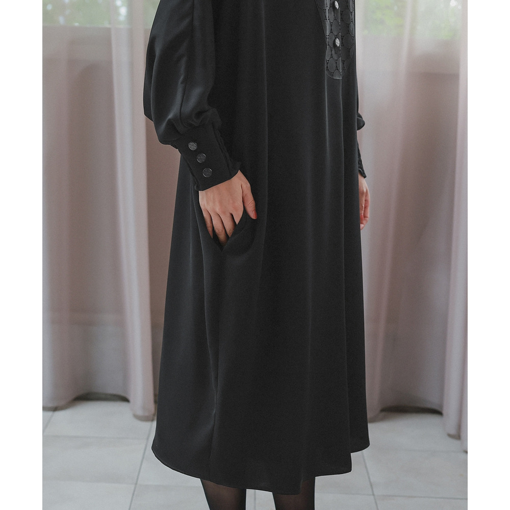 【喪服・礼服】洗える防しわ水玉レースドルマンスリーブワンピース(ペチコート付き) 大きいサイズ Neina27