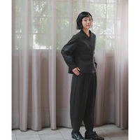 【喪服・礼服】袱紗も入る多ポケット仕様 洗える防しわ水玉レースドロップショルダージャケットコクーンパンツセットアップスーツ 大きいサイズ　Neina