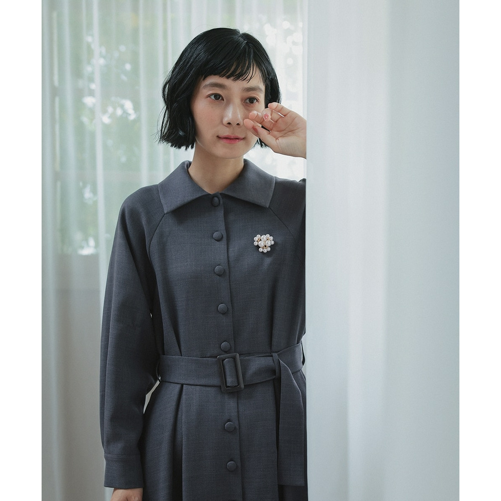 【入学式・卒業式・フォーマル】ベルテッドラグランコートワンピース(共布ベルト・ブローチ付) 大きいサイズ Neina11