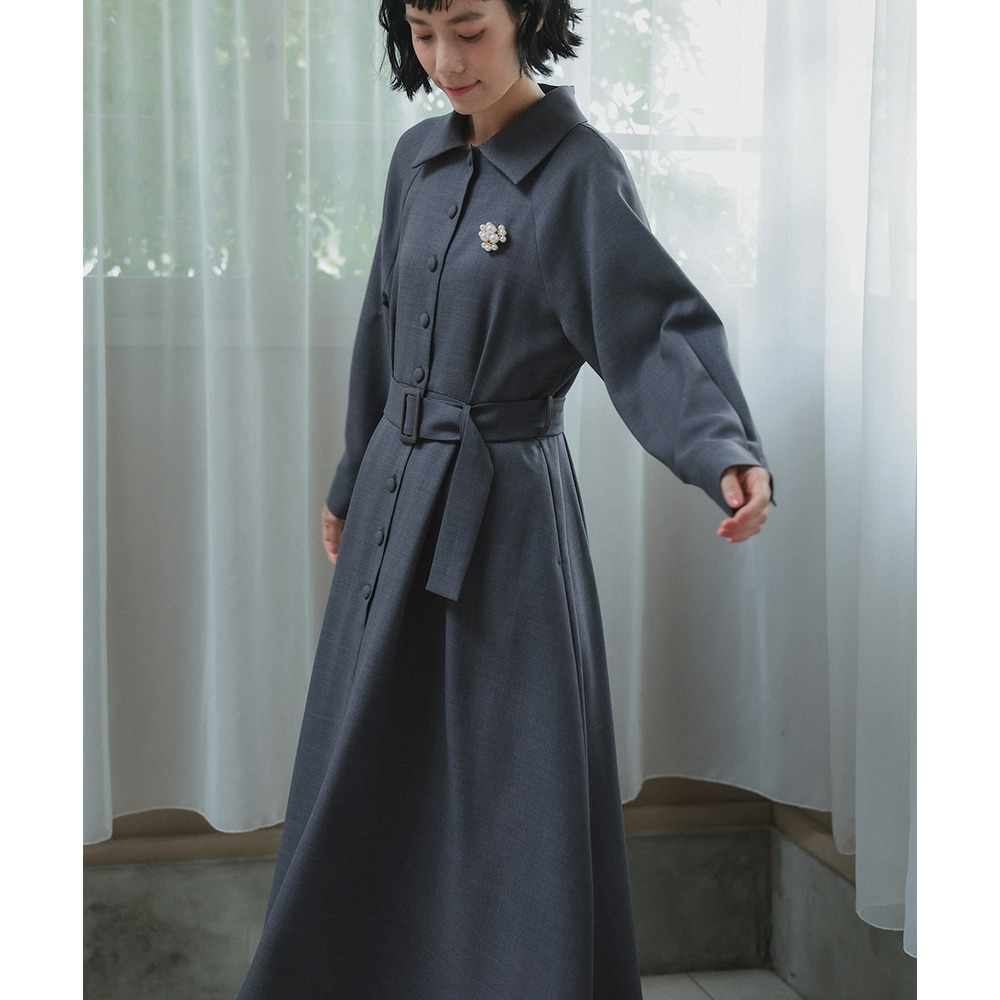【入学式・卒業式・フォーマル】ベルテッドラグランコートワンピース(共布ベルト・ブローチ付) 大きいサイズ Neina15