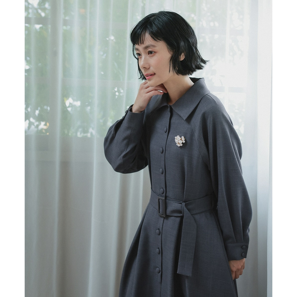 【入学式・卒業式・フォーマル】ベルテッドラグランコートワンピース(共布ベルト・ブローチ付) 大きいサイズ Neina16