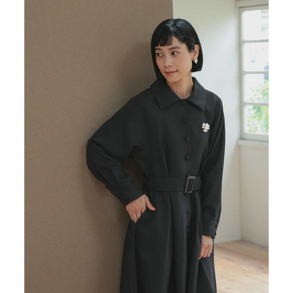 【入学式・卒業式・フォーマル】ベルテッドラグランコートワンピース(共布ベルト・ブローチ付) 大きいサイズ Neina23