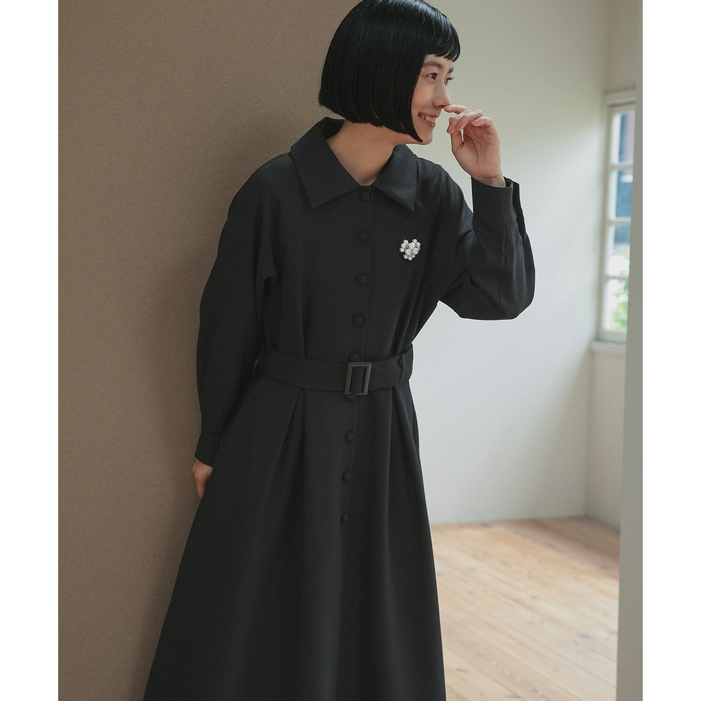【入学式・卒業式・フォーマル】ベルテッドラグランコートワンピース(共布ベルト・ブローチ付) 大きいサイズ Neina24