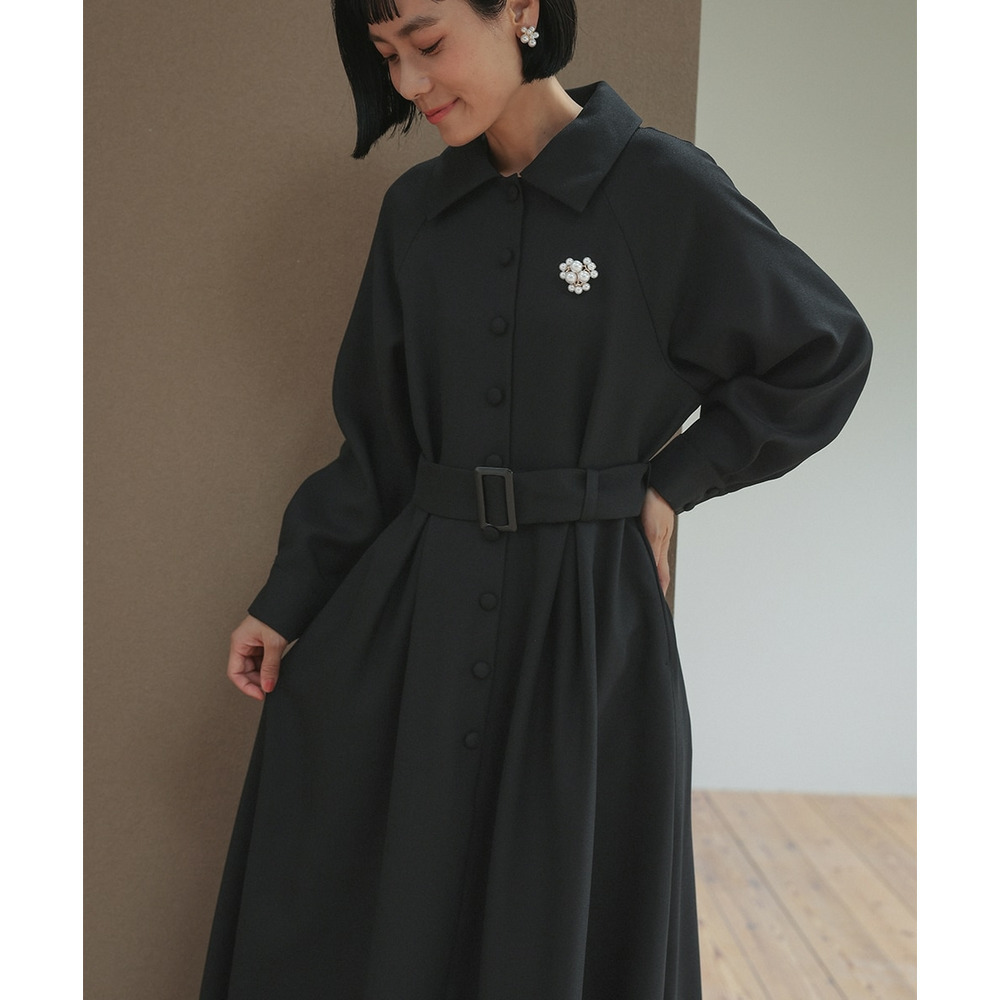 【入学式・卒業式・フォーマル】ベルテッドラグランコートワンピース(共布ベルト・ブローチ付) 大きいサイズ Neina25