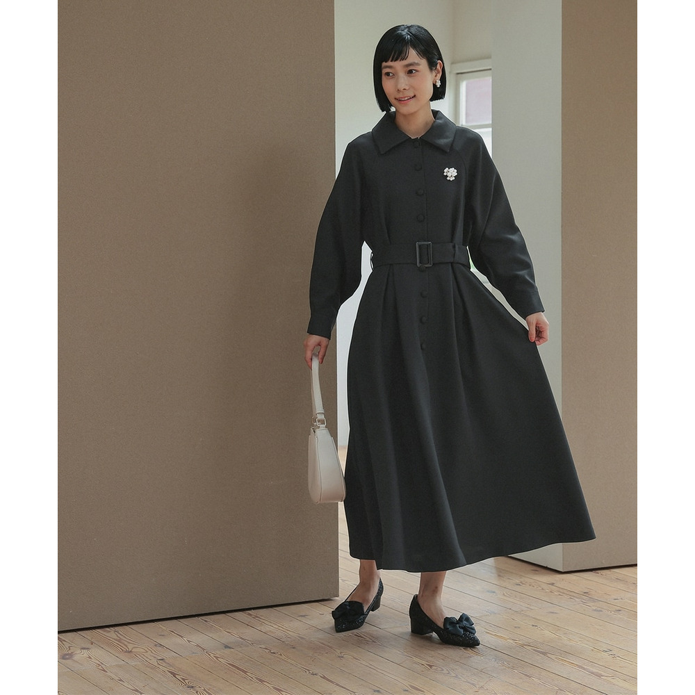 【入学式・卒業式・フォーマル】ベルテッドラグランコートワンピース(共布ベルト・ブローチ付) 大きいサイズ Neina1