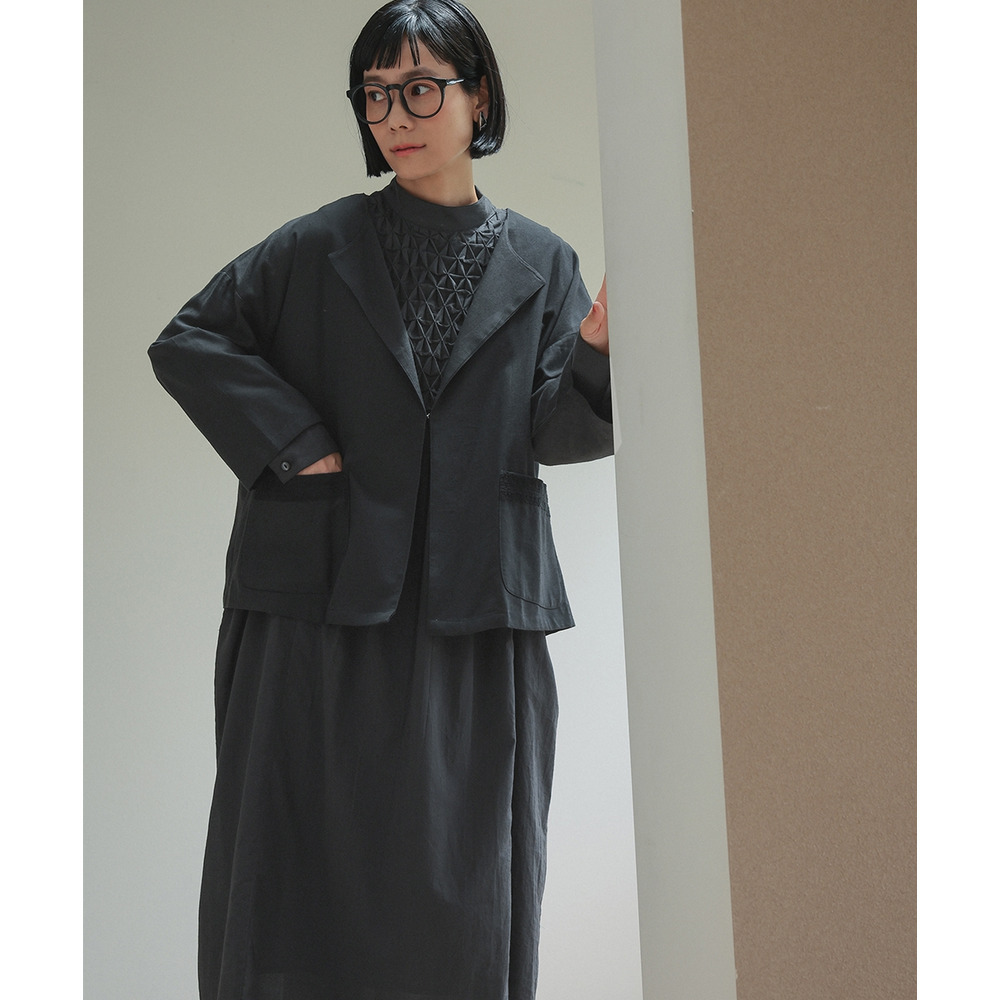 【入学式・卒業式・フォーマル】スモッキング刺繍ワンピース+ラペルデザインジャケットアンサンブル 大きいサイズ Neina13