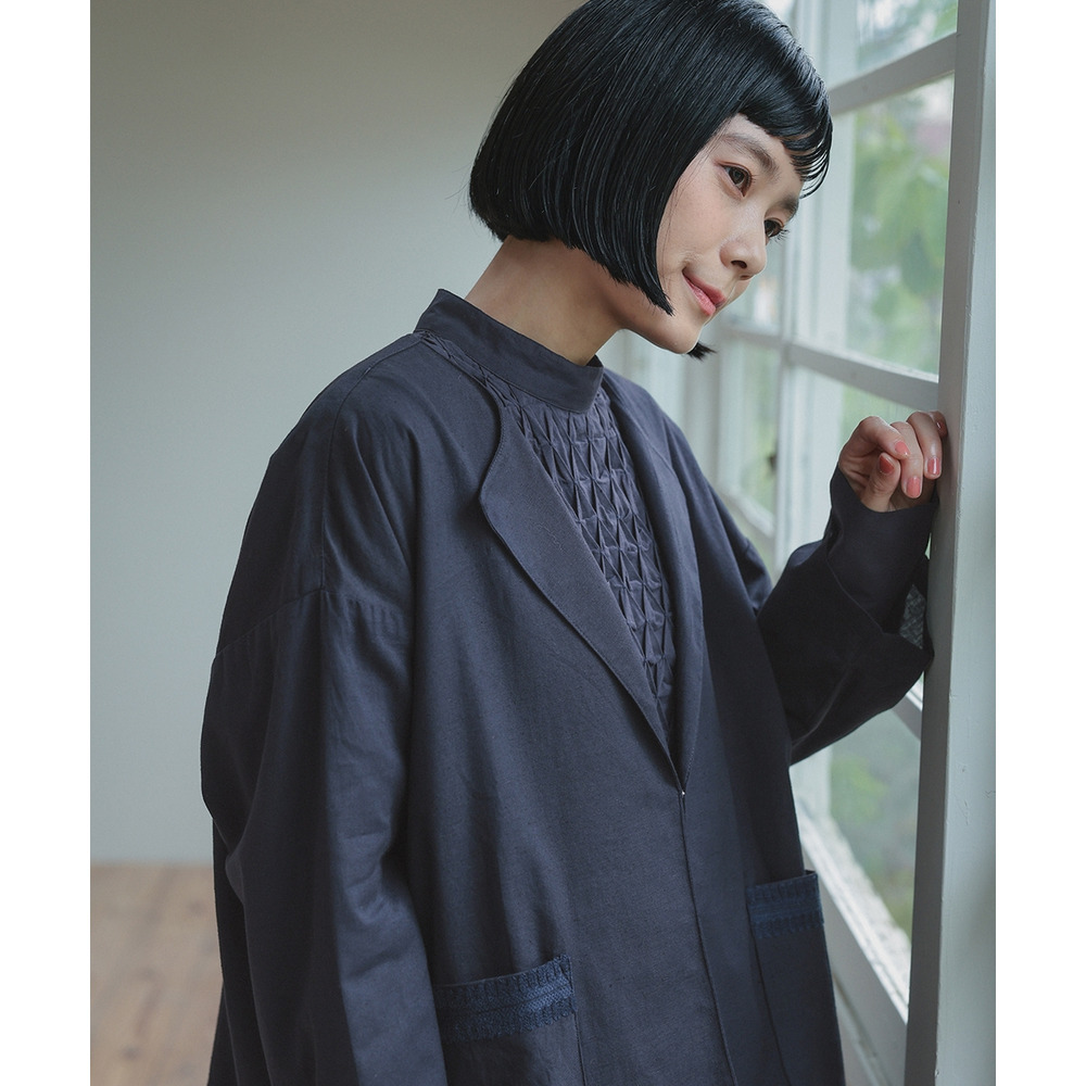 【入学式・卒業式・フォーマル】スモッキング刺繍ワンピース+ラペルデザインジャケットアンサンブル 大きいサイズ Neina20