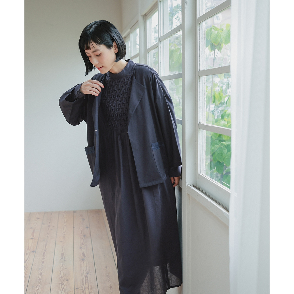 【入学式・卒業式・フォーマル】スモッキング刺繍ワンピース+ラペルデザインジャケットアンサンブル 大きいサイズ Neina23