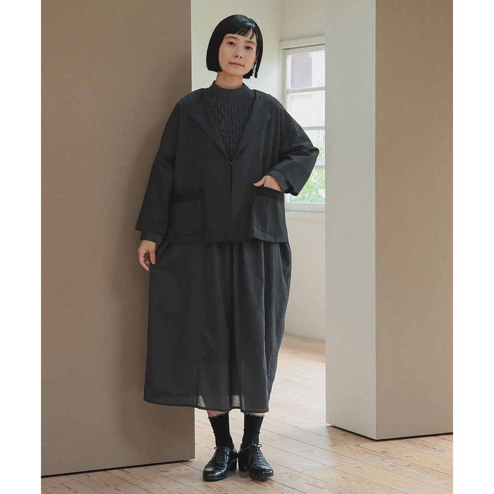 【入学式・卒業式・フォーマル】スモッキング刺繍ワンピース+ラペルデザインジャケットアンサンブル 大きいサイズ Neina1