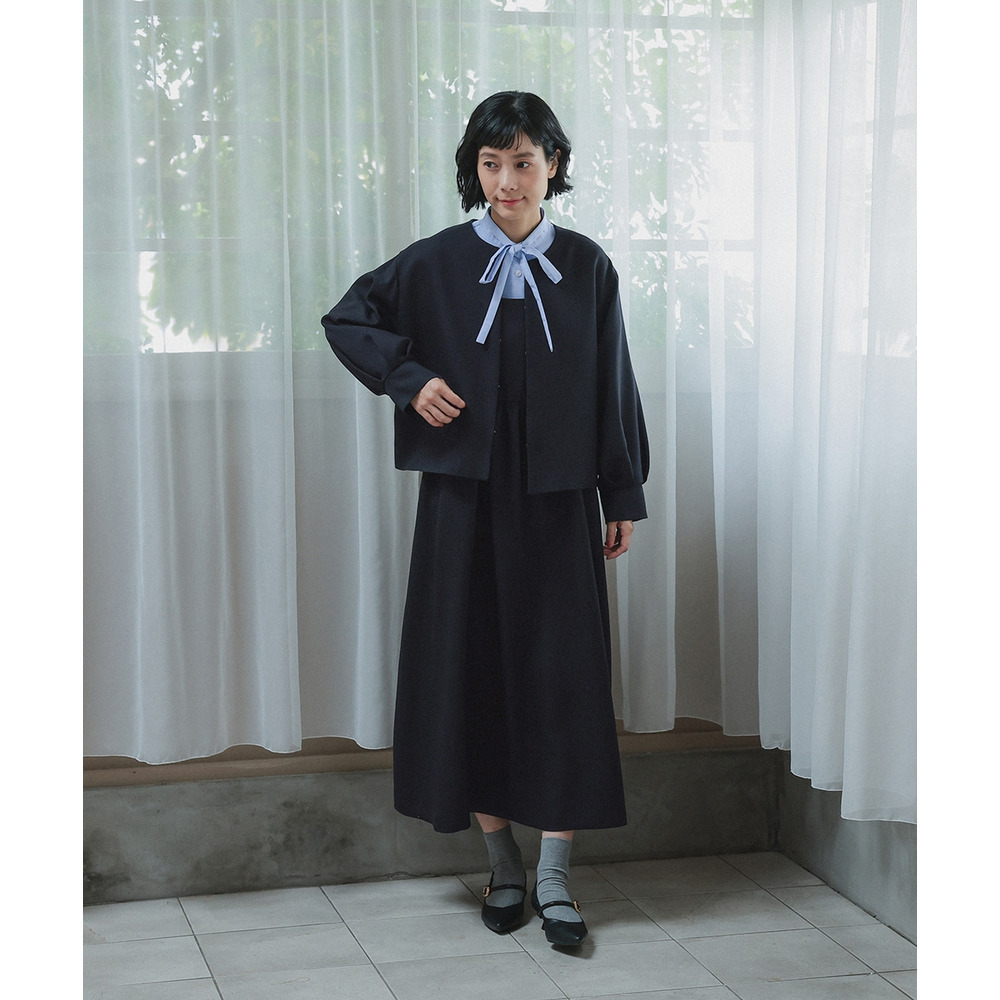 【入学式・卒業式・フォーマル】ドビー織ジャケットアンサンブル3点セット(ジャケット+ブラウス+キャミワンピース) 大きいサイズ Neina16