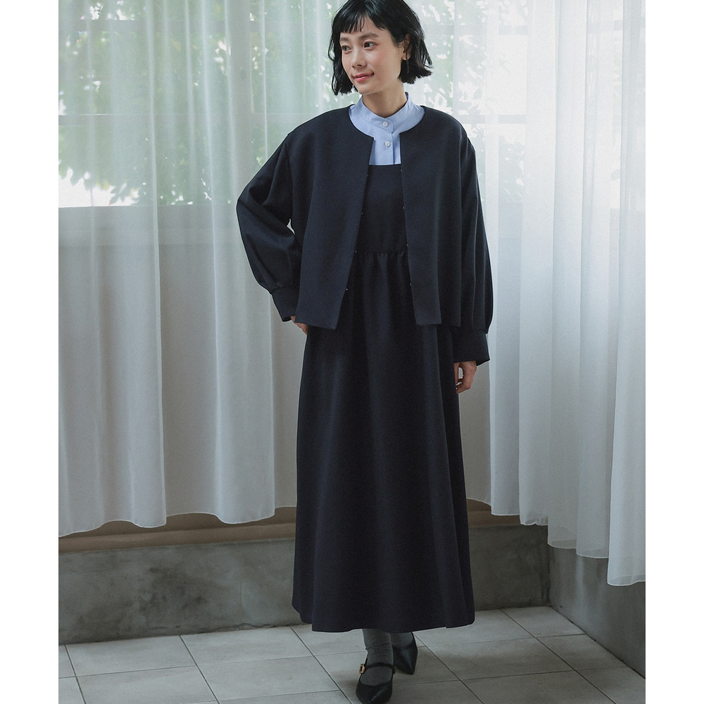 【入学式・卒業式・フォーマル】ドビー織ジャケットアンサンブル3点セット(ジャケット+ブラウス+キャミワンピース) 大きいサイズ Neina21