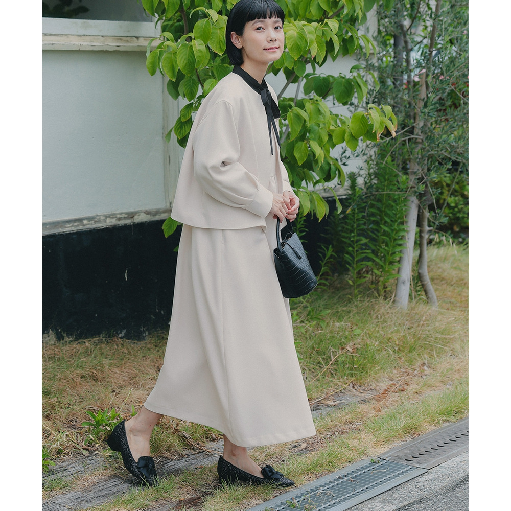 【入学式・卒業式・フォーマル】ドビー織ジャケットアンサンブル3点セット(ジャケット+ブラウス+キャミワンピース) 大きいサイズ Neina9