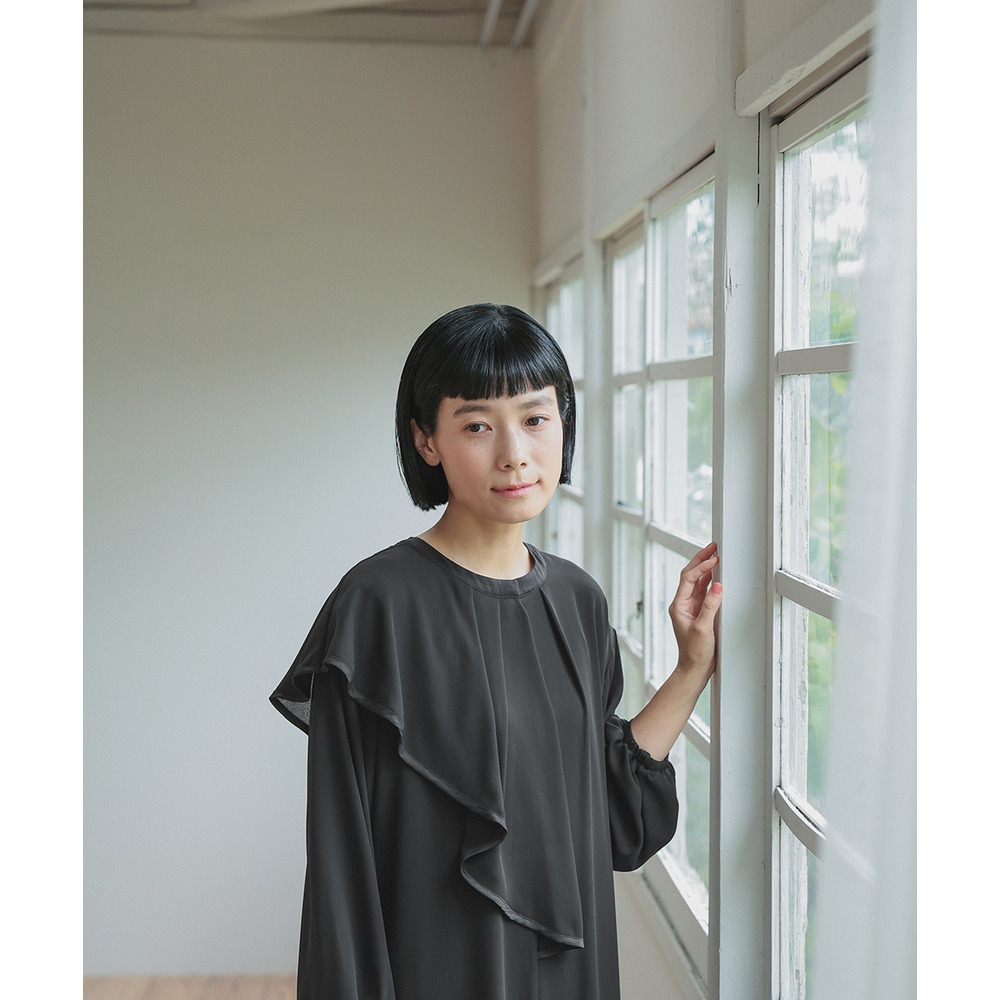 【喪服・礼服】日本製生地使用 洗える防しわアシメドレープサテン切替前開きデザインワンピース 大きいサイズ Neina14