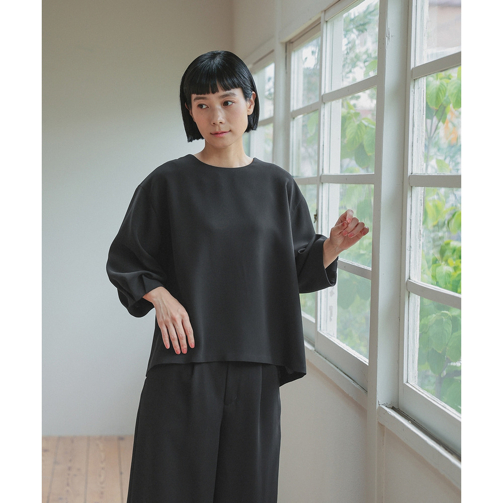 【喪服・礼服】日本製生地使用 洗える防しわバックリボンブラウス+ワイドパンツセットアップスーツ 大きいサイズ Neina16