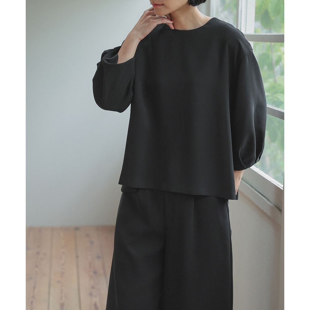 【喪服・礼服】日本製生地使用 洗える防しわバックリボンブラウス+ワイドパンツセットアップスーツ 大きいサイズ Neina17