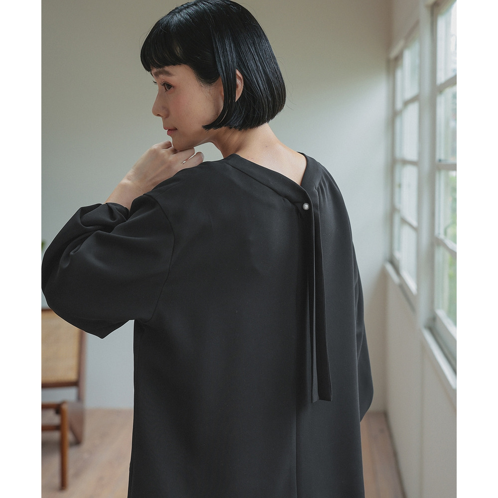 【喪服・礼服】日本製生地使用 洗える防しわバックリボンブラウス+ワイドパンツセットアップスーツ 大きいサイズ Neina19