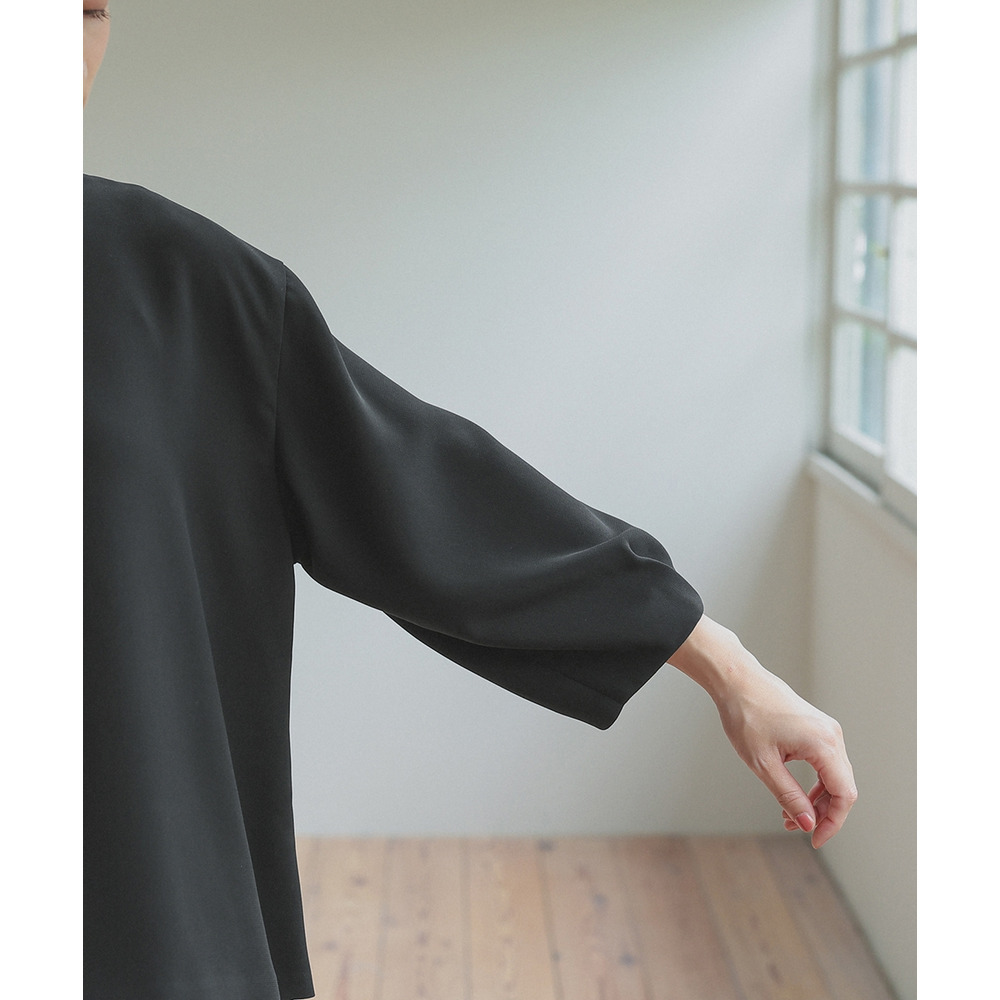 【喪服・礼服】日本製生地使用 洗える防しわバックリボンブラウス+ワイドパンツセットアップスーツ 大きいサイズ Neina24