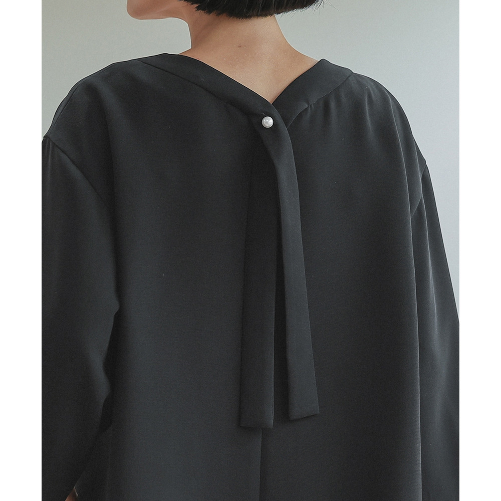 【喪服・礼服】日本製生地使用 洗える防しわバックリボンブラウス+ワイドパンツセットアップスーツ 大きいサイズ Neina25