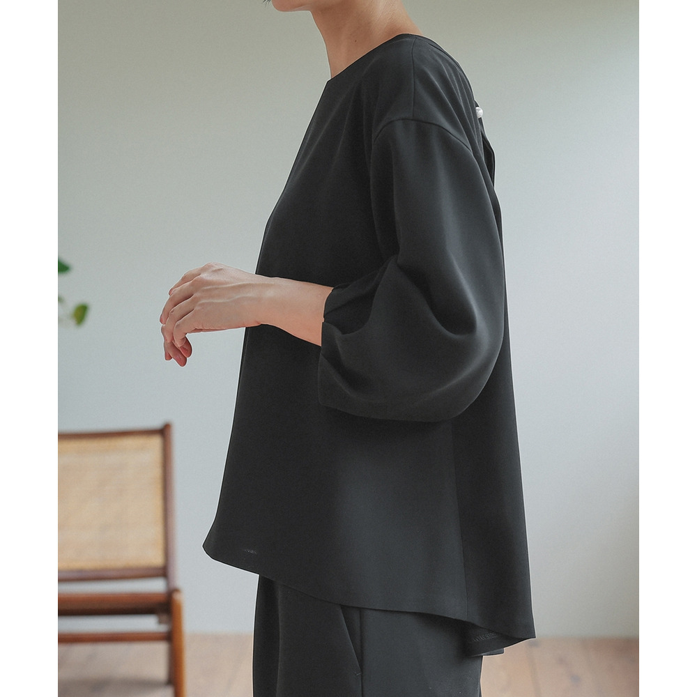 【喪服・礼服】日本製生地使用 洗える防しわバックリボンブラウス+ワイドパンツセットアップスーツ 大きいサイズ Neina26