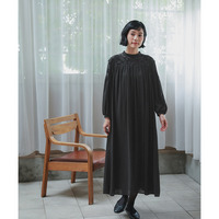 【喪服・礼服】日本製生地使用　洗える防しわヨークオパール切替キャザーワンピース 大きいサイズ　Neina