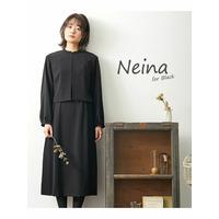 【喪服・礼服】防しわストレッチアンサンブル風ナチュラルワンピース　大きいサイズ　Neina