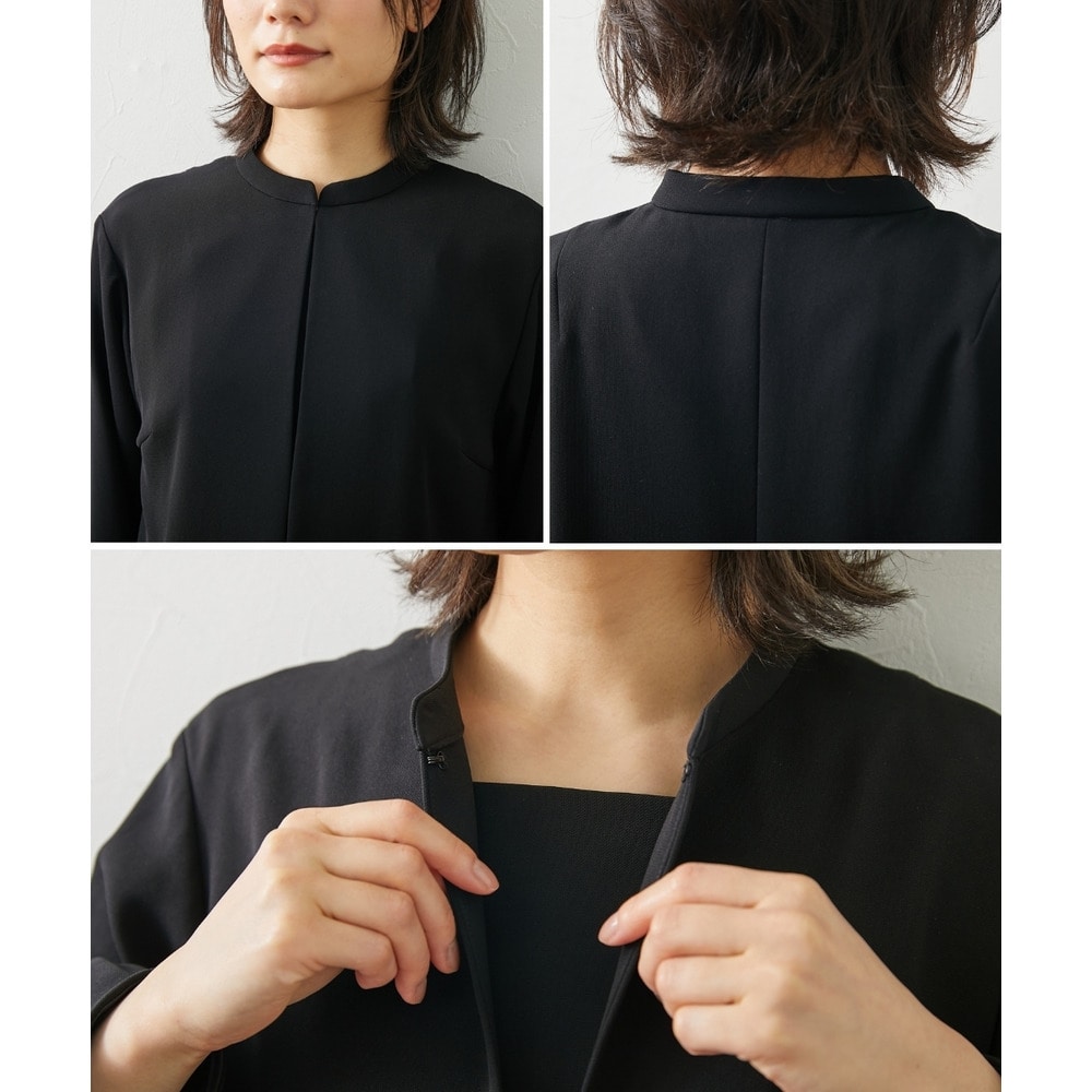 【喪服・礼服】防しわストレッチアンサンブル風ナチュラルワンピース 大きいサイズ Neina25