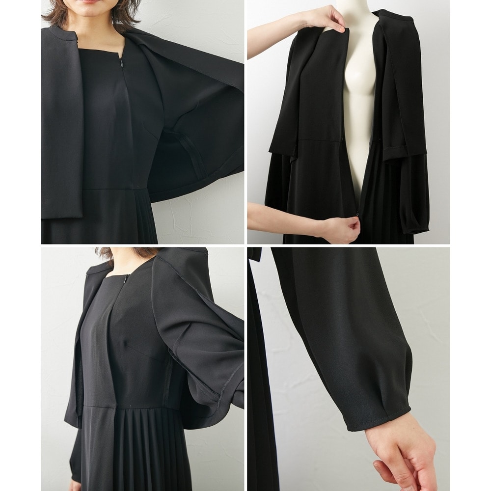 【喪服・礼服】防しわストレッチアンサンブル風ナチュラルワンピース 大きいサイズ Neina26