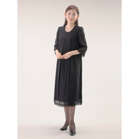 【喪服・礼服】ブラックフォーマル ワンピース ロング丈 大きいサイズ レディース 日本製 喪服 レース シフォン マタニティ対応 夏用