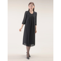 【喪服・礼服】ブラックフォーマル ワンピース ロング丈 大きいサイズ レディース 日本製 喪服 レース シフォン マタニティ対応 夏用