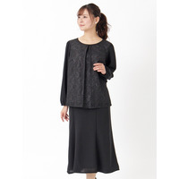 【喪服・礼服】レースブラウスとスカートのスーツ2点セット 大きいサイズ