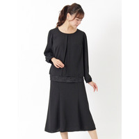 【喪服・礼服】裾レースブラウスとスカートのスーツ2点セット 大きいサイズ