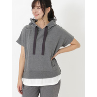 レイヤード風プルパーカー　大きいサイズ レディース