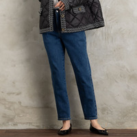  13号・15号・17号・19号(LL・3L・4L・5L) FONTLAB 【LYCRA・REPREVE】スター刺繍裏起毛ストレートデニムパンツ