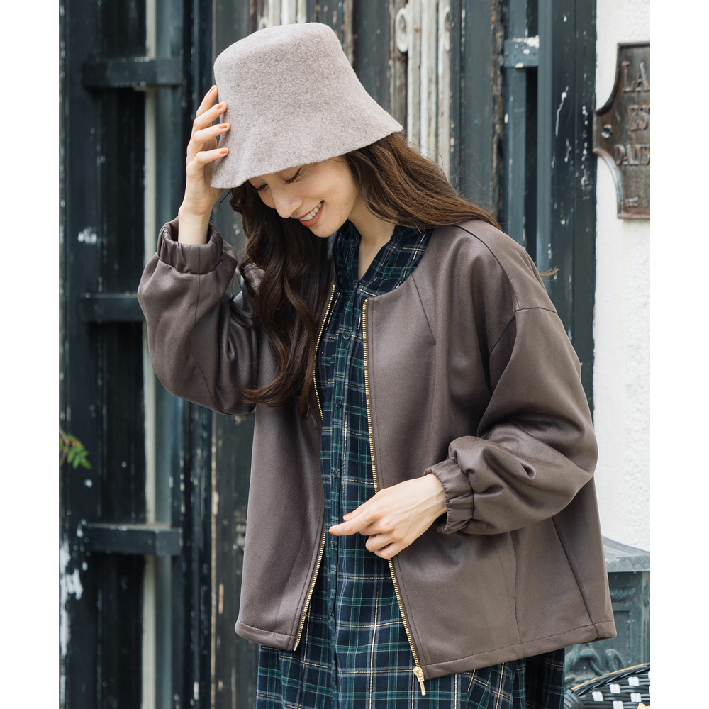 21号(6L～) FONTLAB マシュマロレザーライクブルゾン