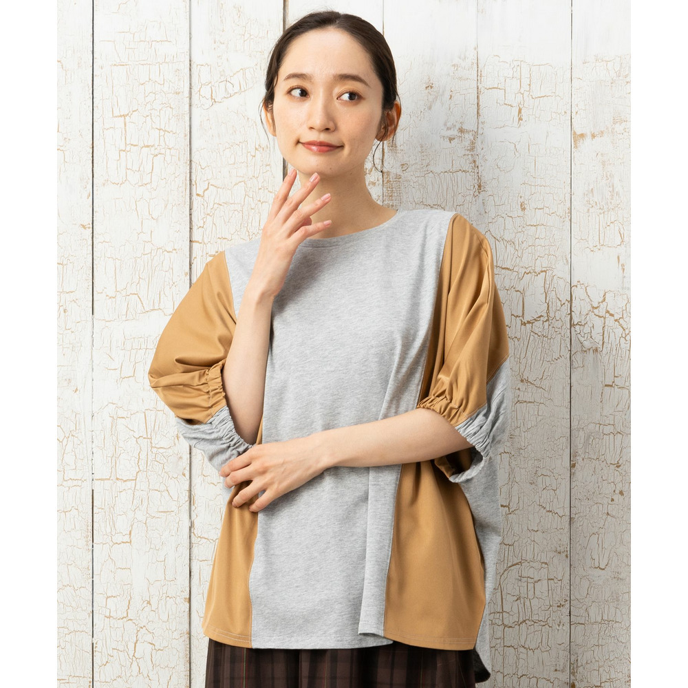 21号(6L～) FONTLAB ドルマンスリーブ布帛コンビカットソー