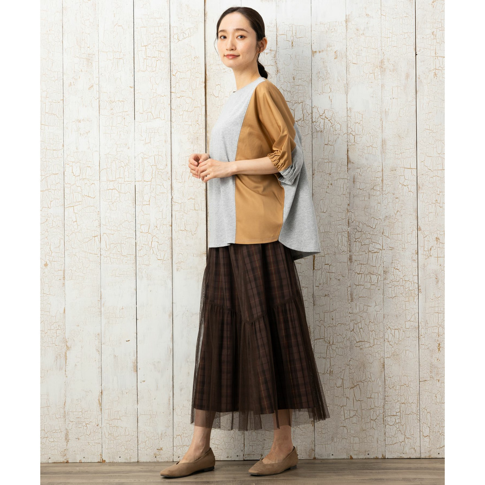 21号(6L~) FONTLAB ドルマンスリーブ布帛コンビカットソー3