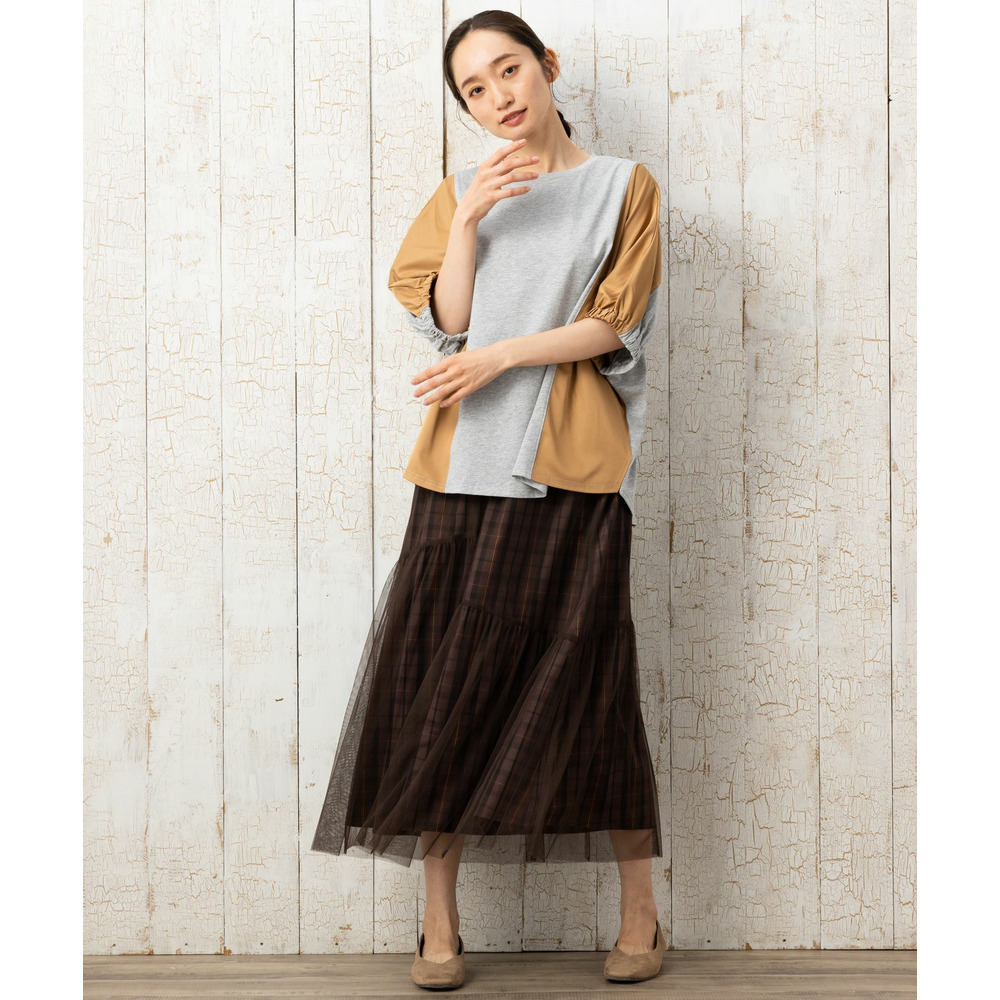 21号(6L~) FONTLAB ドルマンスリーブ布帛コンビカットソー4