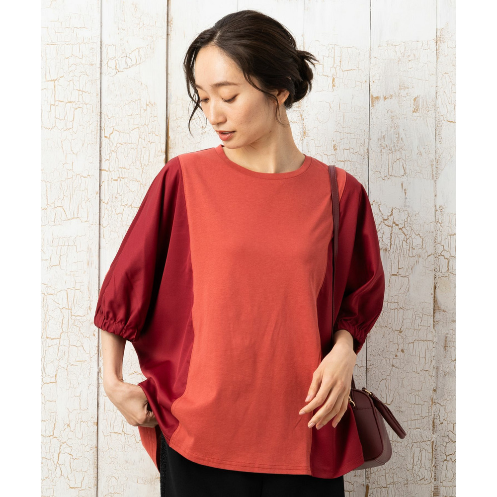 21号(6L~) FONTLAB ドルマンスリーブ布帛コンビカットソー1