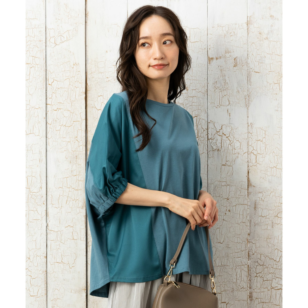 21号(6L~) FONTLAB ドルマンスリーブ布帛コンビカットソー1