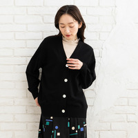  15号(3L) FONTLAB 袖口配色Vカーディガン