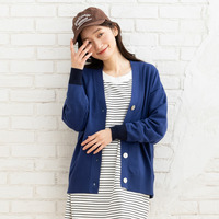  15号(3L) FONTLAB 袖口配色Vカーディガン