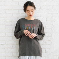  15号・19号(3L・5L) FONTLAB カラフルロゴエンブロイダリーロングTシャツ