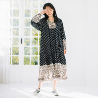  15号(3L) INDESIGN ボタニカルMIXプリントカフタンワンピース